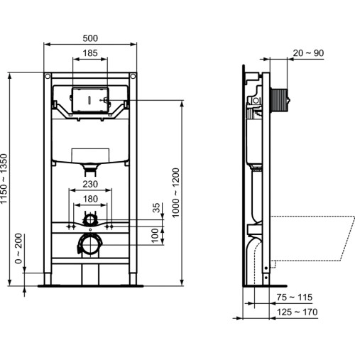 Инсталляция Ideal Standard Prosys Frame 120 M R020467 с унитазом Connect с сиденьем Soft Close-4