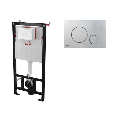 Инсталляция для унитаза AlcaPlast AM101/1120 + клавиша смыва M672 (хром мат.)