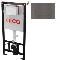 Инсталляция для унитаза AlcaPlast AM101/1120 + клавиша смыва M57-GM-M (оруж. сталь)