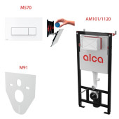 Инсталляция для унитаза AlcaPlast сет 4в1 AM101/1120+M570+M91 (кнопка белая)
