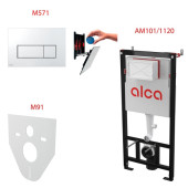 Инсталляция для унитаза AlcaPlast сет 4в1 AM101/1120+M571+M91 (кнопка хром)