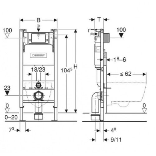 Инсталляция для унитаза Geberit Alpha 458.233.00.2 с кнопкой Geberit Alpha 20 хром 115.040.21.3-1