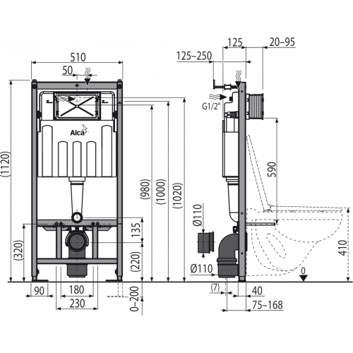 Инсталляция для унитаза AlcaPlast Sadromodul AM101/1120-0001-5