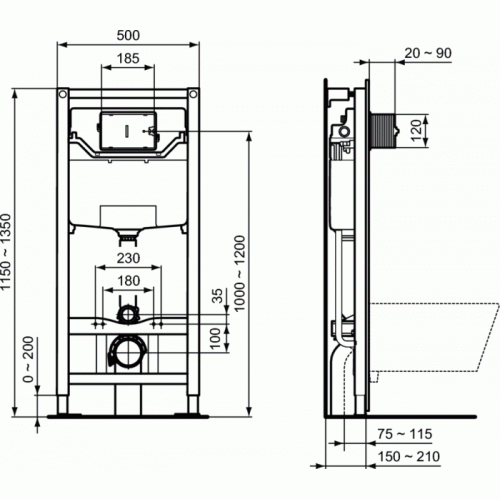 Инсталляция для унитаза Ideal Standard Prosys Frame 120 M R020467-2