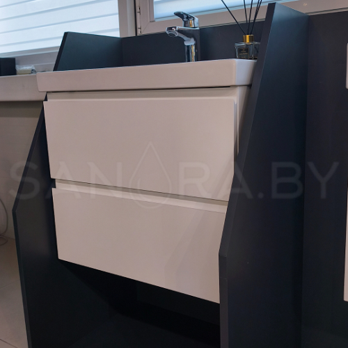 Тумба подвесная Sanora Lake с керамическим умывальником-3