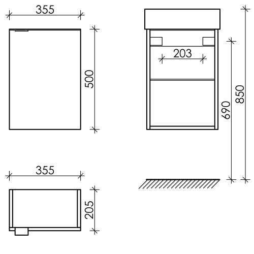 Sancos тумба подвесная под раковину Mini Дуб Чарльстон MN35ECHR правая-1