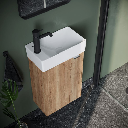 Sancos тумба подвесная под раковину Mini Дуб Галифакс MN35EGL левая-3