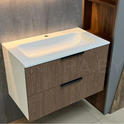 Тумба подвесная Sanora Model C с керамическим умывальником-1