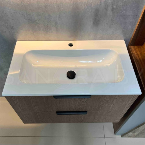 Тумба подвесная Sanora Model C с керамическим умывальником-4