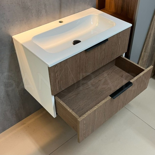 Тумба подвесная Sanora Model C с керамическим умывальником-3