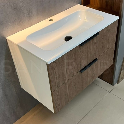 Тумба подвесная Sanora Model C с керамическим умывальником