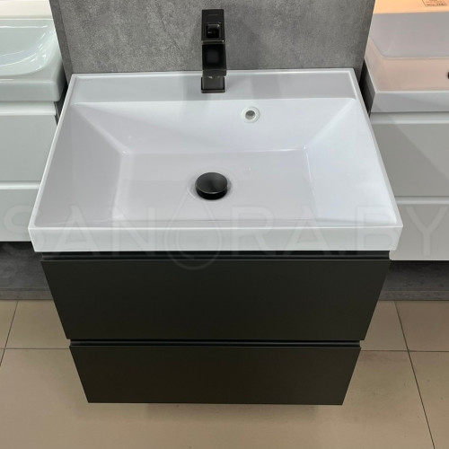 Тумба подвесная Sanita оружейная сталь с умывальником-7