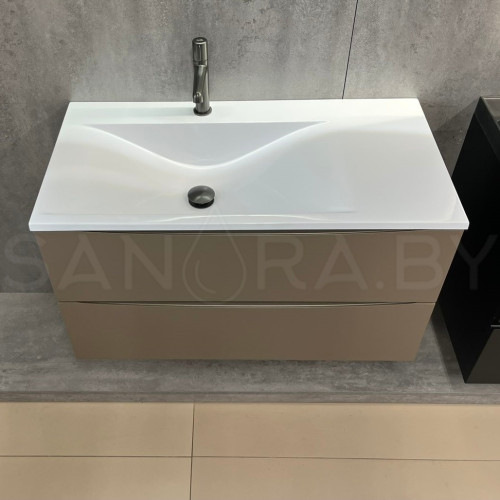 Тумба подвесная Дакота 90 Ral 7006 с умывальником-3