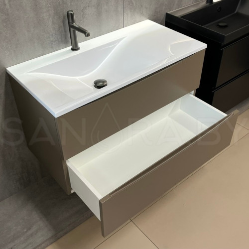 Тумба подвесная Дакота 90 Ral 7006 с умывальником-2