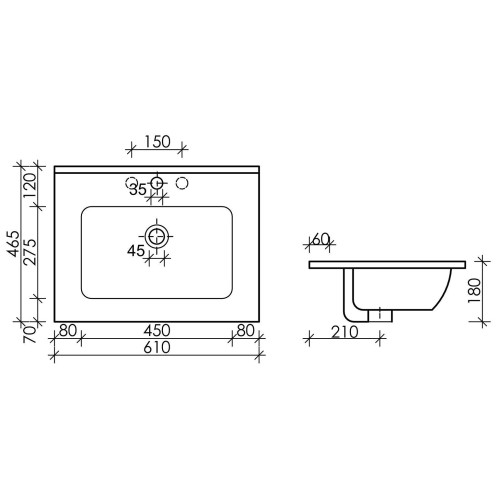 Тумба подвесная Фаворит с керамическим умывальником-6