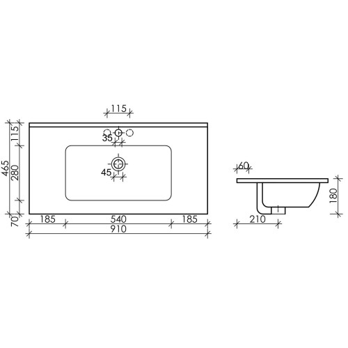 Тумба подвесная Фаворит с керамическим умывальником-12
