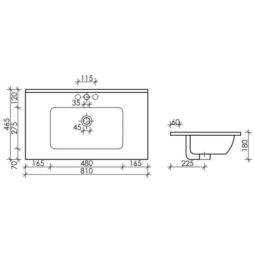 Тумба подвесная Фаворит с керамическим умывальником-10