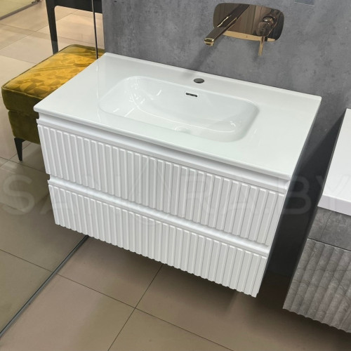 Тумба подвесная Model A с керамическим умывальником-2