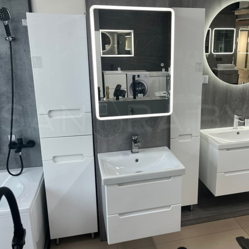 Напольный пенал 2-дверный Marko25 400 с корзиной для белья и 2-мя выдвижными ящиками-1