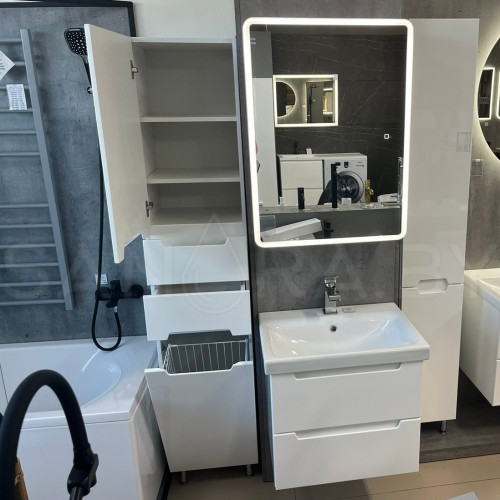 Напольный пенал 2-дверный Marko25 400 с корзиной для белья и 2-мя выдвижными ящиками-2