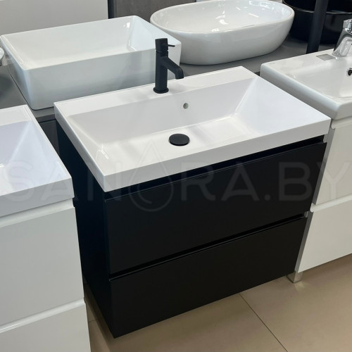 Тумба подвесная Sanita black с умывальником