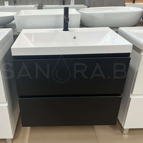 Тумба подвесная Sanita black с умывальником-6