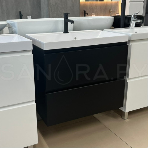 Тумба подвесная Sanita black с умывальником-5