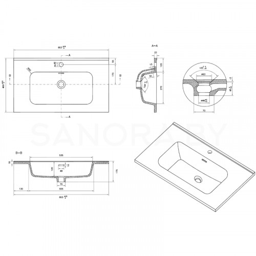 Умывальник Uptrend Venta 80 UP410-800-2
