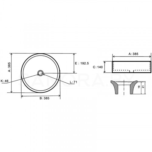 Накладной умывальник Uptrend Sofia UP4003-2-U18-4