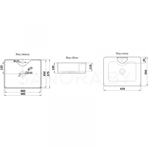 Раковина накладная CeramaLux N 7291-7