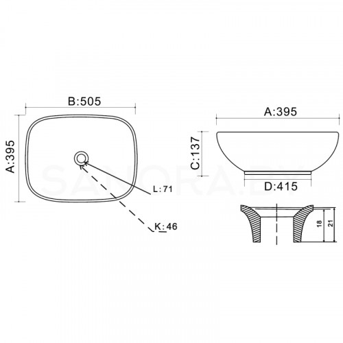 Накладной умывальник Uptrend Hera TR41290-6