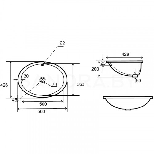 Умывальник Uptrend Coma TR4008-2