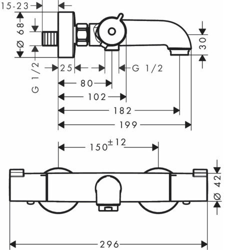 Смеситель для ванны термостатический Hansgrohe Ecostat 1001 CL 13201000-1