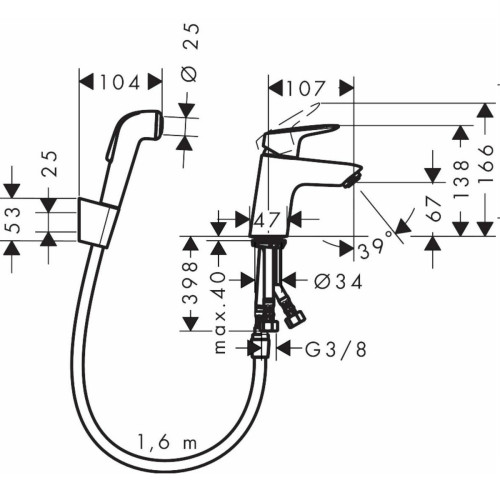 Смеситель Hansgrohe Logis 70 с гигиеническим душем 71290000-1