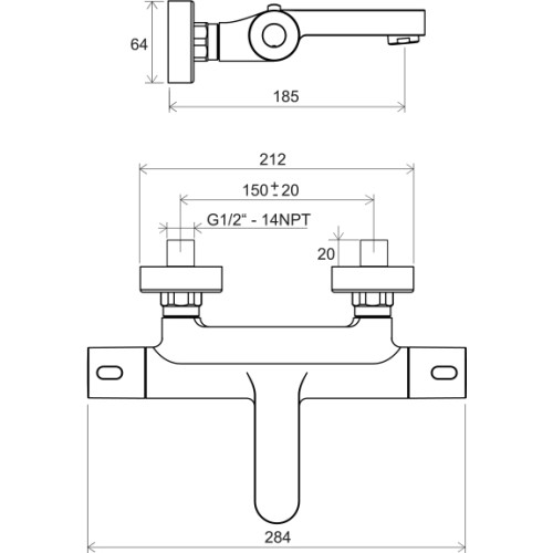 Смеситель для ванны термостатический Ravak Thermo 300 TE 023.00/150 X070097-1