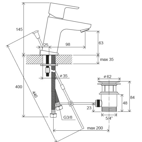 Смеситель Ravak 10° TD F 011.20 X070147 с донным клапаном-1