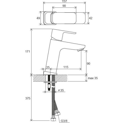 Смеситель Ravak 10° TD F 014.20 X070150 без донного клапана-1
