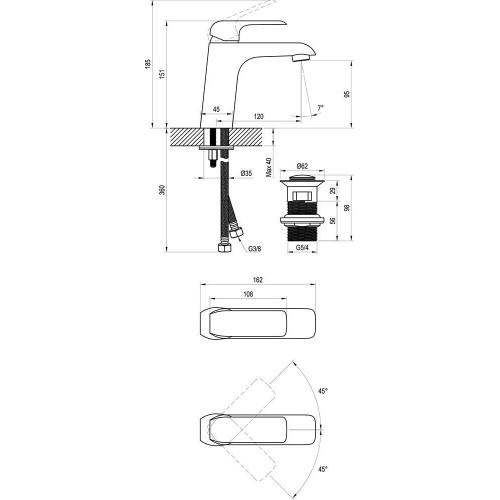Смеситель Ravak Flat FL 013.20 X070172 с донным клапаном-1