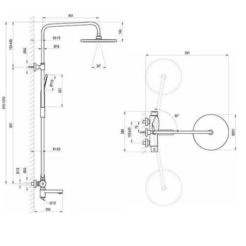 Душевая стойка Ravak DS 092.00 с поворотным изливом, X07P642 хром -2