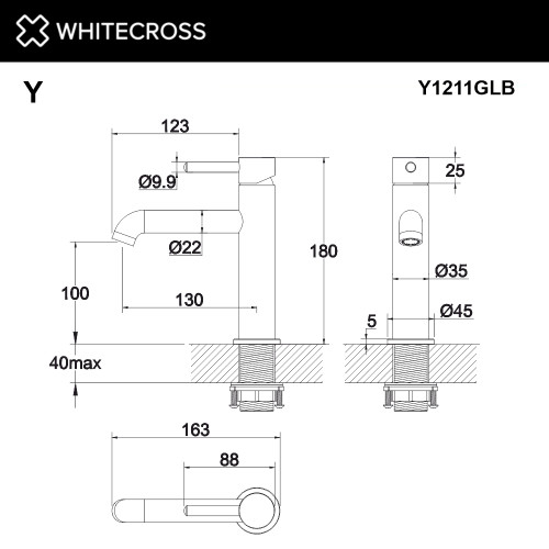 Смеситель Whitecross Y Y1211GLB (брашированное золото)-1