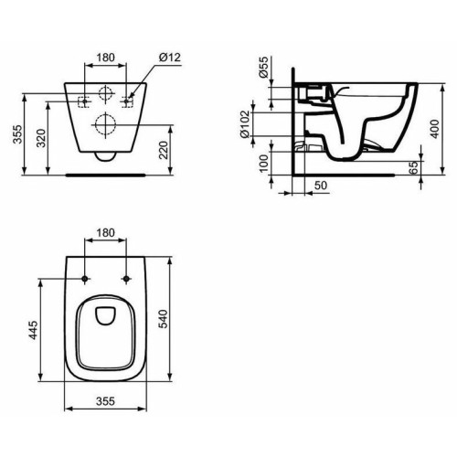 Унитаз подвесной Ideal Standard I.Life B с сиденьем Soft-Close T461401+T468301-5