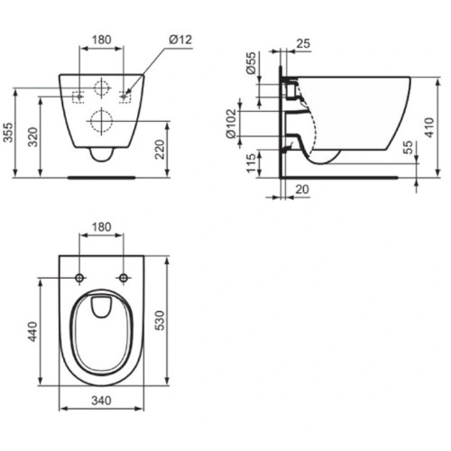 Унитаз подвесной Ideal Standard i.life O Tornado HydroTwist + сиденье Soft-close T568001+T572401-3