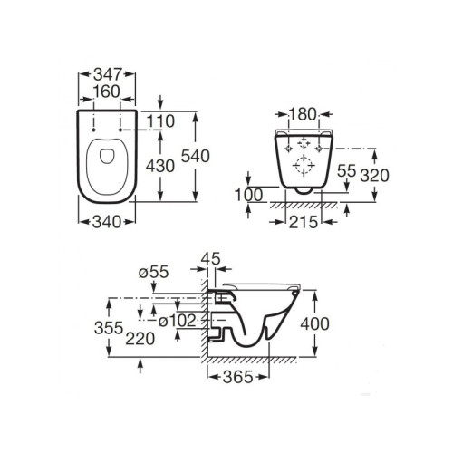 Подвесной унитаз Roca The Gap Clean Rim 34647L000 с пневмокрышкой 801472003-2