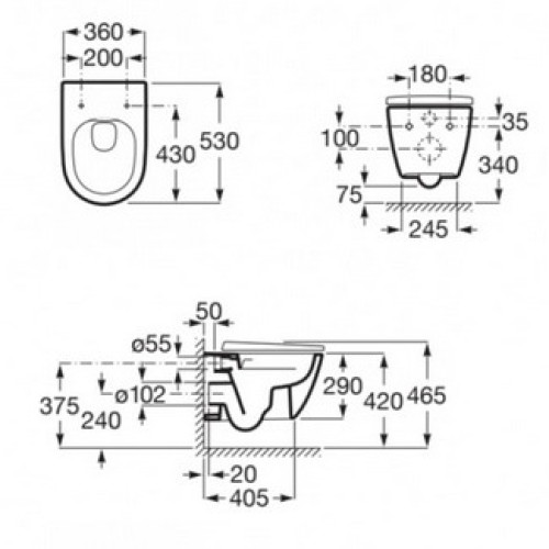 Подвесной унитаз Roca Ona Rimless с пневмокрышкой 346687000 + ZRU9310293-3