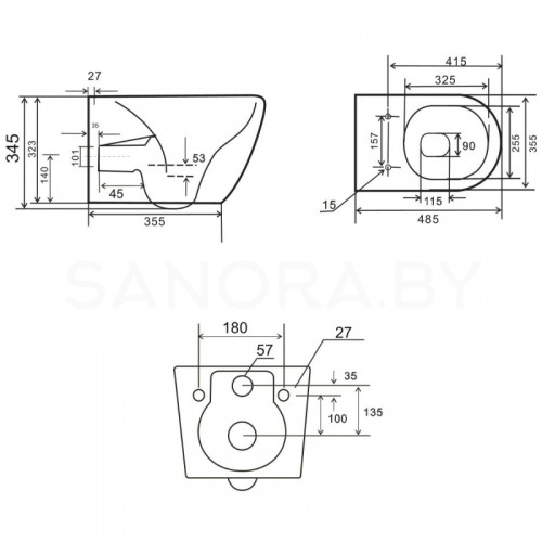 Унитаз Uptrend Caneo Rimless с сиденьем микролифт-5