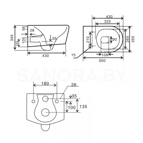 Унитаз Uptrend Corona Rimless с сиденьем микролифт-4