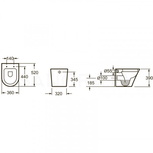 Приставной унитаз Lavinia Boho Biore 33040040-7