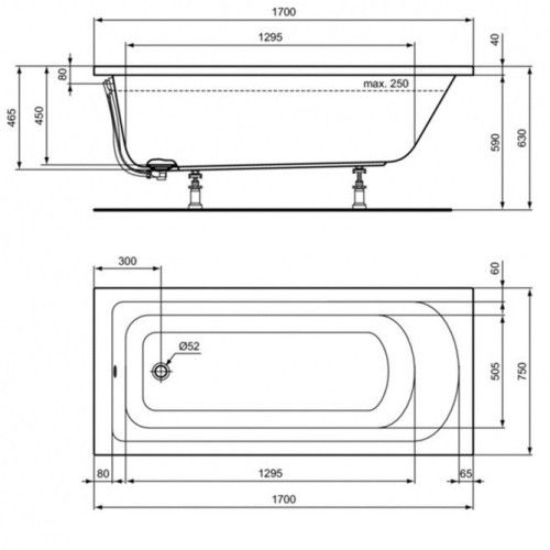Акриловая ванна Ideal Standard Hotline 170x75 K274601-3
