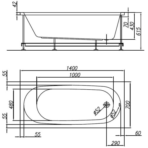 Акриловая ванна Kolpa-San Tamia 140x70-1