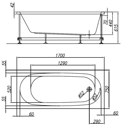 Акриловая ванна Kolpa-San Tamia 170x75-1